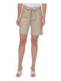 カルバンクライン CALVIN KLEIN Womens Beige Stretch Zippered Pocketed Belted Cargo Shorts 6 レディース