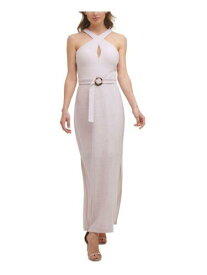 ゲス GUESS Womens Beige Belted Side Slit Sleeveless V Neck Maxi Formal Sheath Dress 6 レディース