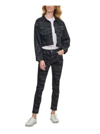 ディーケーエヌワイ DKNY Womens Black Camouflage Denim Jacket XS レディース
