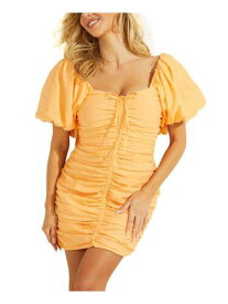 ゲス GUESS Womens Orange Self-tie Neckline And Back Pouf Sleeve Short Dress 4 レディース