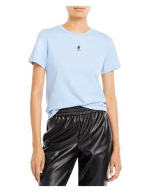 ヘルムートラング HELMUT LANG Womens Light Blue Ribbed Logo Short Sleeve Crew Neck T-Shirt L レディース