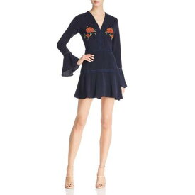 Finders Keepers FINDERS KEEPERS NEW Women's Navy Embroidered V-split Neck A-Line Dress S TEDO レディース