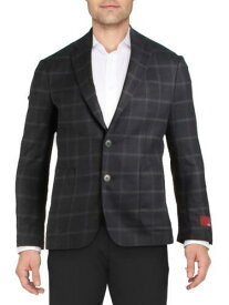 ザネラ Zanella Men's Wool Blend Plaid Two Button Blazer Navy/Grey strip Size 24R メンズ