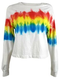 Rebellious One Juniors Long-Sleeve Tie-Dyed Sweatshirt Ivory Rainbow Size XS レディース