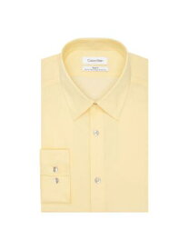 カルバンクライン CALVIN KLEIN Mens Steel Yellow Point Collar Stretch Dress Shirt L 16- 34/35 メンズ