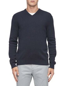 カルバンクライン CALVIN KLEIN Mens Navy Long Sleeve V Neck Classic Fit Non Iron Sweater XL メンズ
