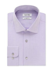カルバンクライン CALVIN KLEIN Mens Purple Collared Classic Fit Dress Shirt 20 3536 メンズ