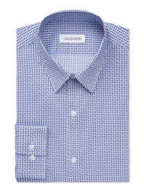 カルバンクライン CALVIN KLEIN Mens Blue Collared Extra Slim Fit Stretch Dress Shirt 14 14.5 32-33 メンズ