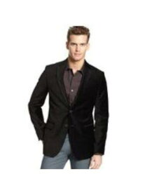 カルバンクライン CALVIN KLEIN Mens Black Single Breasted Herringbone Blazer Jacket 36S メンズ