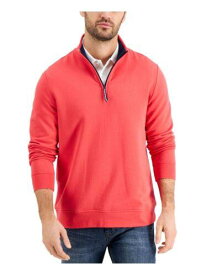 CLUBROOM Mens Red Mock Neck Classic Fit Quarter-Zip Fleece Sweatshirt S メンズ