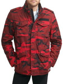 LEVI STRAUSS & CO Mens Red Faux Sherpa Lining Camouflage Military Jacket XL メンズ