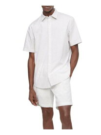 カルバンクライン CALVIN KLEIN Mens White Short Sleeve Classic Button Down Stretch Casual Shirt S メンズ