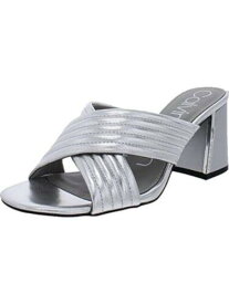 カルバンクライン CALVIN KLEIN Womens Silver Roena Flare Slip On Leather Heeled Mules Shoes 8 M レディース