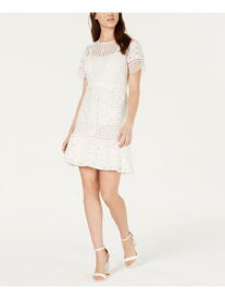 フレンチコネクション FRENCH CONNECTION Womens White Short Sleeve Short A-Line Party Dress Size: 0 レディース