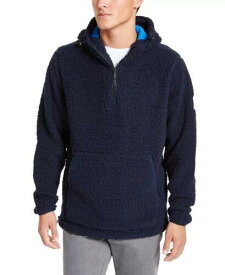 ディーケーエヌワイ DKNY Men's Sherpa Quarter Zip Sweater Navy Size X-Large メンズ