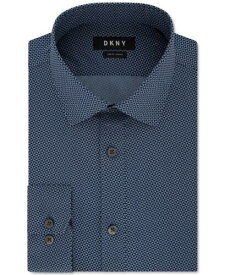 ディーケーエヌワイ DKNY Men's Geometric Printed Slim Fit Stretch Dress Shirt Blue Size 17 メンズ