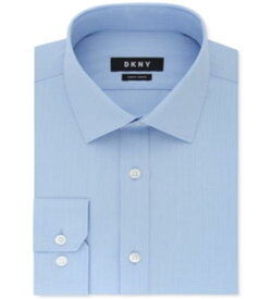 ディーケーエヌワイ DKNY Men's Slim Fit Stretch Mini Check Dress Shirt Blue Size L メンズ
