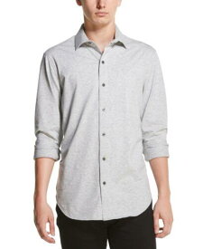 ディーケーエヌワイ DKNY Men's Shirt Chrome Heather Stretch Knit Button Up Gray Size Small メンズ