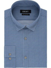 ディーケーエヌワイ DKNY Men's Plaid Slim FIt Button Down Shirt Blue Size 17 メンズ