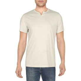 INC International Concepts INC Men's Heathered Split Neck T-Shirt Beige Size X-Large メンズ