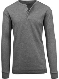 GALAXY Mens Gray Long Sleeve Stretch Henley Shirt S メンズ