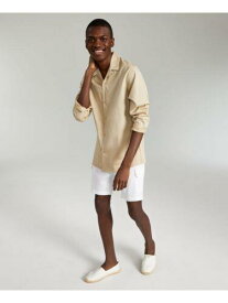 INC Mens Camp Shirt Beige Long Sleeve Button Down Casual Shirt S メンズ