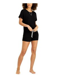ALFANI Sets Black Drawstring Solid Short Sleeve Round Neck Everyday Size XL レディース