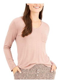 ALFANI Intimates Brown Knit Chest Pocket Curved Hem Sleep Shirt Pajama Top S レディース