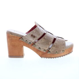 ベッドストゥ Bed Stu Enticing F399018 Womens Brown Leather Slip On Heeled Sandals Shoes レディース