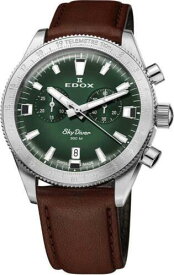 Edox Men 10116-3-VIDN SkyDiver 40mm Quartz Watch メンズ