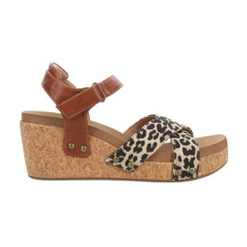 Corkys Kindle Leopard Ankle Strap Wedge Womens Brown Casual Sandals 41-0270-CGL レディース