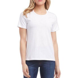 Karen Kane カレンケーン KAREN KANE NEW Women's White Short Sleeve Crewneck Tee Casual T-Shirt Top S TEDO レディース