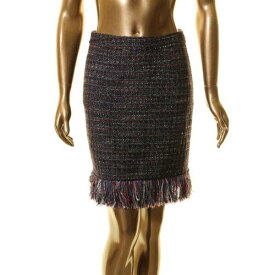 For The Republic フォー FOR THE REPUBLIC NEW Women's Tweed Wool Blend Fringed-hem Pencil Skirt 2 TEDO レディース