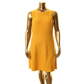 Anne Klein アンクライン ANNE KLEIN NEW Women's Cezanne Yellow Textured Fit & Flare Sweater Dress M TEDO レディース