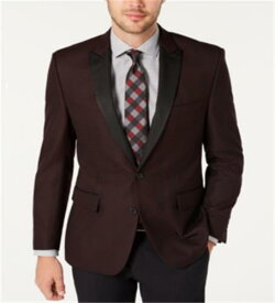 Ryan Seacrest Distinction Men's Woven Plaid Two Button Blazer Red Size 38 メンズ