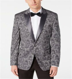 Ryan Seacrest Men's Jacquard Satin Trim Two Button Blazer Silver Size 40 メンズ