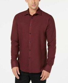 Ryan Seacrest Distinction Men's Cotton Button-Down Dress Shirt Red 16.5X36-37 メンズ
