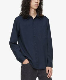 カルバンクライン Calvin Klein Men's Patch Pocket Button Down Easy Shirt Blue Size Small メンズ