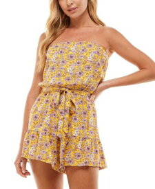 Bebop Junior's Floral Ruffled Leg Romper Yellow Size Small レディース