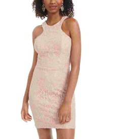 City Studios Women's Embroidered Short Body Con Cocktail Dress Pink Size 13 レディース