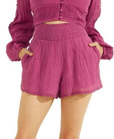 ゲス GUESS Women's Abigail Gauze Shorts Purple Size X-Large レディース