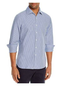 Designer Brand Mens Navy Pinstripe Long Sleeve Button Down Casual Shirt XL メンズ