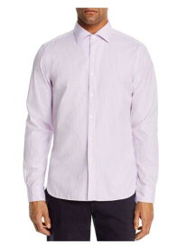 Designer Brand Mens Purple Pinstripe Long Sleeve Button Down Casual Shirt XL メンズ