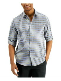 ALFANI Mens Gray Striped Long Sleeve Collared Button Down Cotton Blend Shirt XL メンズ