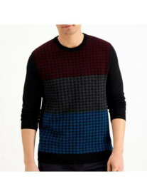 CLUBROOM Mens Black Houndstooth Crew Neck Pullover Sweater S メンズ