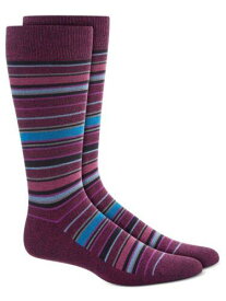 ALFANI Mens Purple Rayon Striped Moisture Wicking Casual Crew Socks 7-12 メンズ