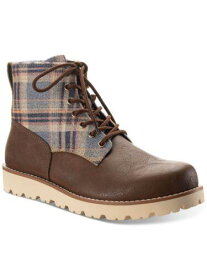 SUN STONE Mens Brown Plaid Wilder Round Toe Lace-Up Boots Shoes 8 M メンズ