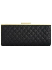 INC Women's Black Faux Leather Geometric Strapless Clutch Handbag Purse レディース