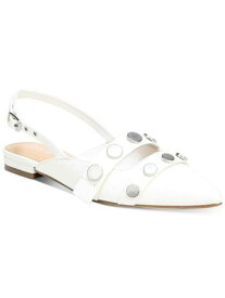 BAR III Womens White Studded Padded Josee Pointed Toe Block Heel Mules 7 M レディース