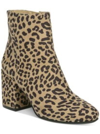 BAR III Womens Beige Leopard Print Gatlin Almond Toe Block Heel Booties 7.5 M レディース
